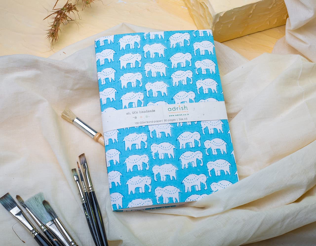 ADRISH Zerowaste Handmade A6 Journal (Bohemian Elephant Print) - Image 1