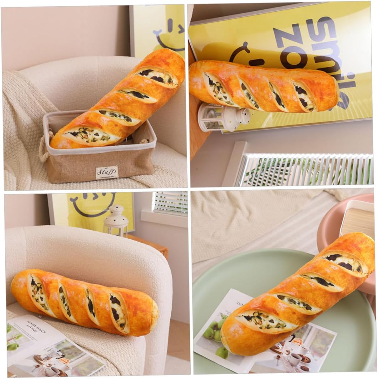 Simulation Bread Pillow Cute Stuffed Lumbar Cushion for Sofa Bedroom Decor Soft Material Comfortable Practical Unique Bread Shape Design