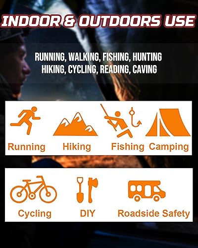 Miniatura 6 de Lichamp Paquete de 8 linternas de camping para exteriores, súper brillante, para correr, leer, senderismo, caminar, escalar, pescar, cazar, trotar,