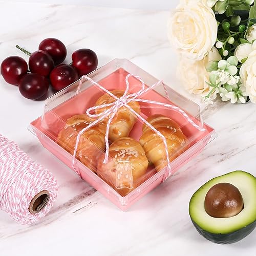 Miniatura 4 de STRAYJO Paquete de 50 cajas de papel para embutidos con tapas transparentes, recipientes de alimentos desechables cuadrados de 4.3 pulgadas, cajas