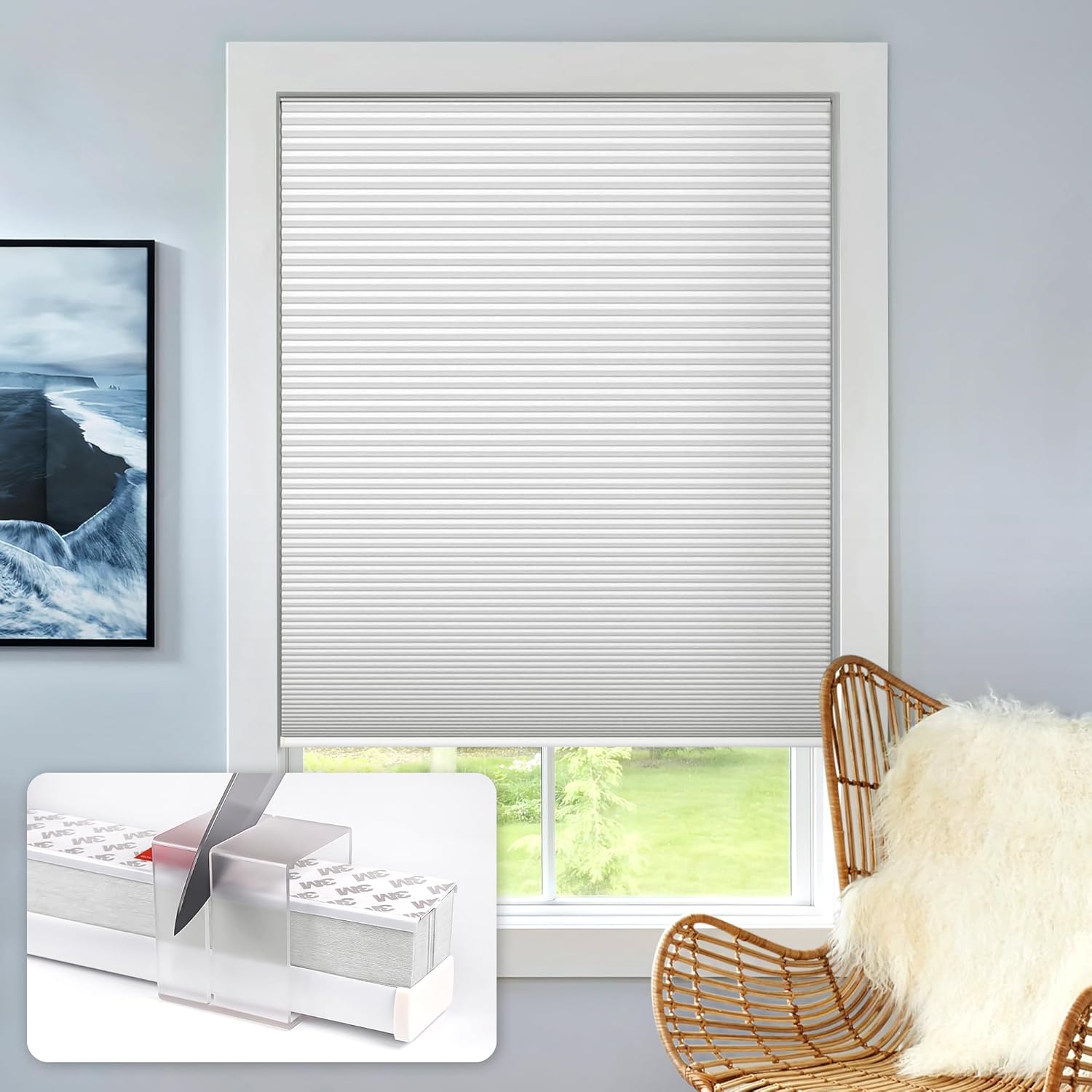 LazBlinds No Tools No Drill Cordless Cellular Shades, Trim