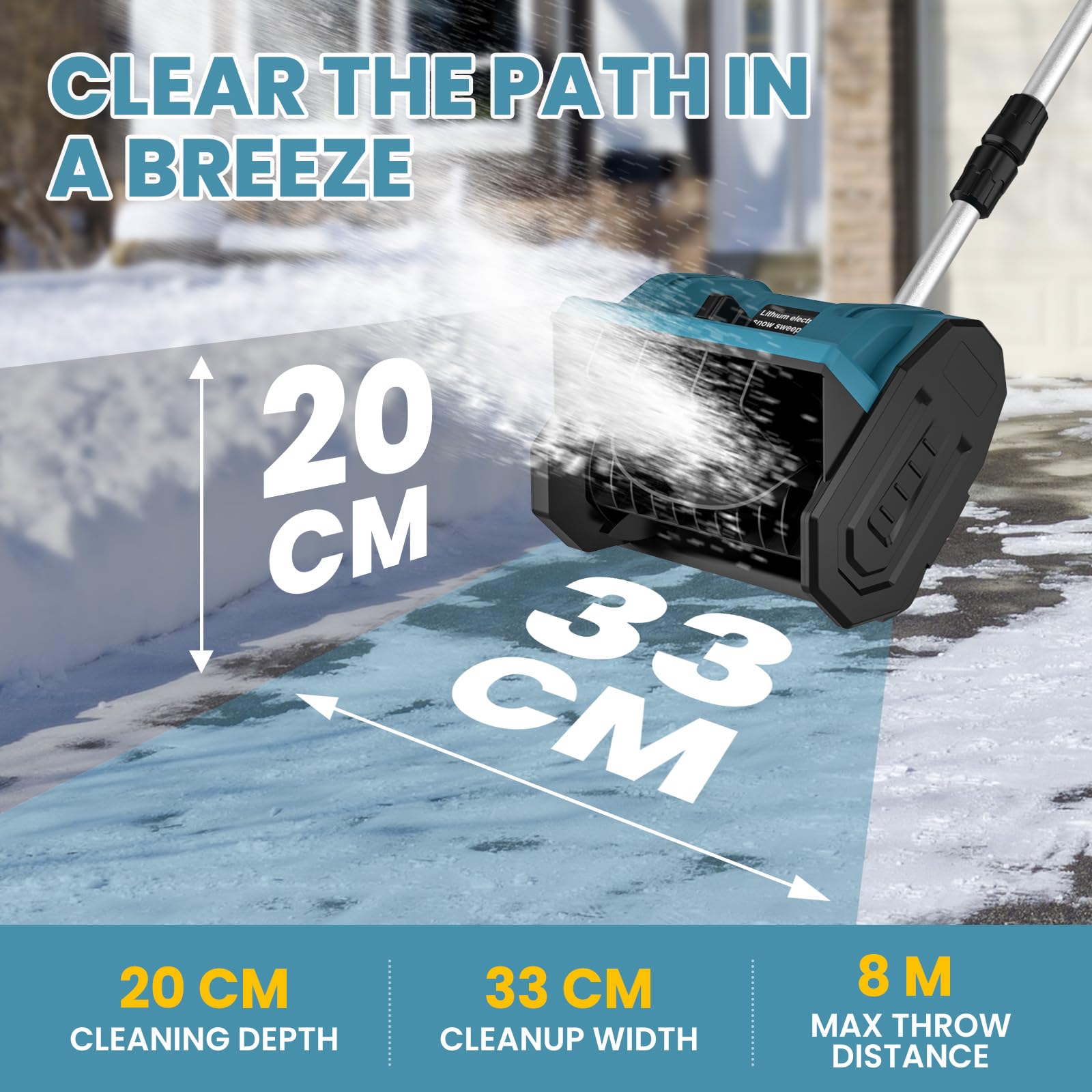 Chasse - Neige avec Batterie, Chasse - Neige Manuel électrique,Chasse - Neige Large 33CM, Petit Outil De Chasse - Neige Domestique,Outil De Chasse - Neige De Route (2 Battery)