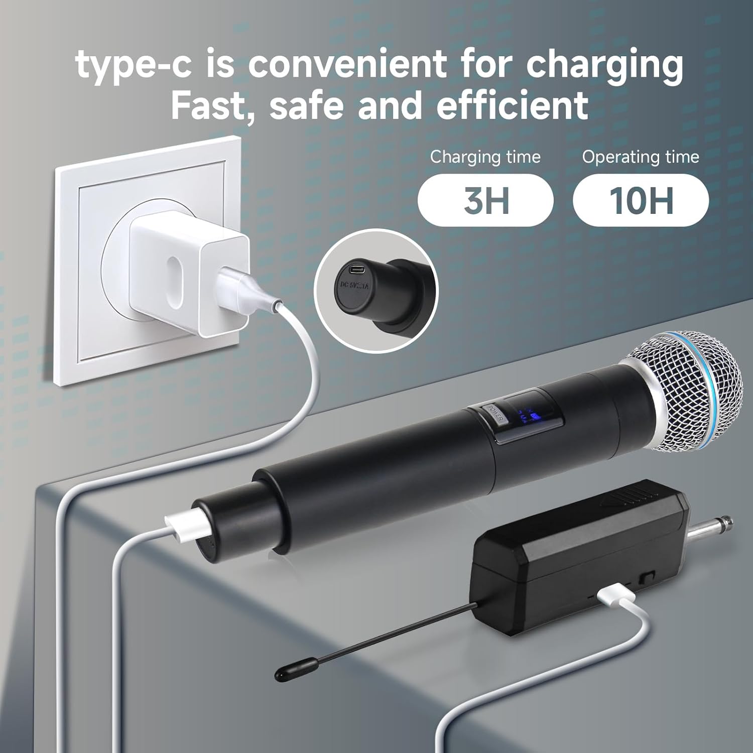 Professional Wireless Microphone for Podcast, Karaoke & Singing – 2.4GHz Portable Dynamic Mic with 150ft Range, 8H Battery,Micrófono Inalámbrico for Streaming & Live Performance