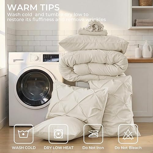 Miniatura 9 de Sasttie Juego de edredón tamaño King de 7 piezas, juego de ropa de cama en una bolsa, juego de ropa de cama con puntilla para todas las estaciones,