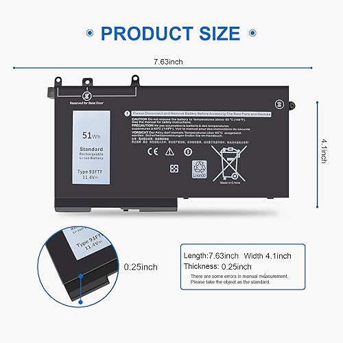 Miniatura 3 de Tevelmick Batería 93FTF para Dell 51Wh Tipo