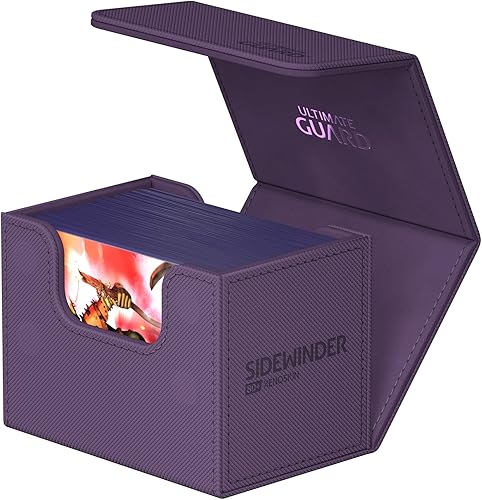 Miniatura 3 de Ultimate Guard Sidewinder 80+, caja de cubierta para 80 tarjetas TCG de doble manga, morado, cierre magnético y forro interior de microfibra para un