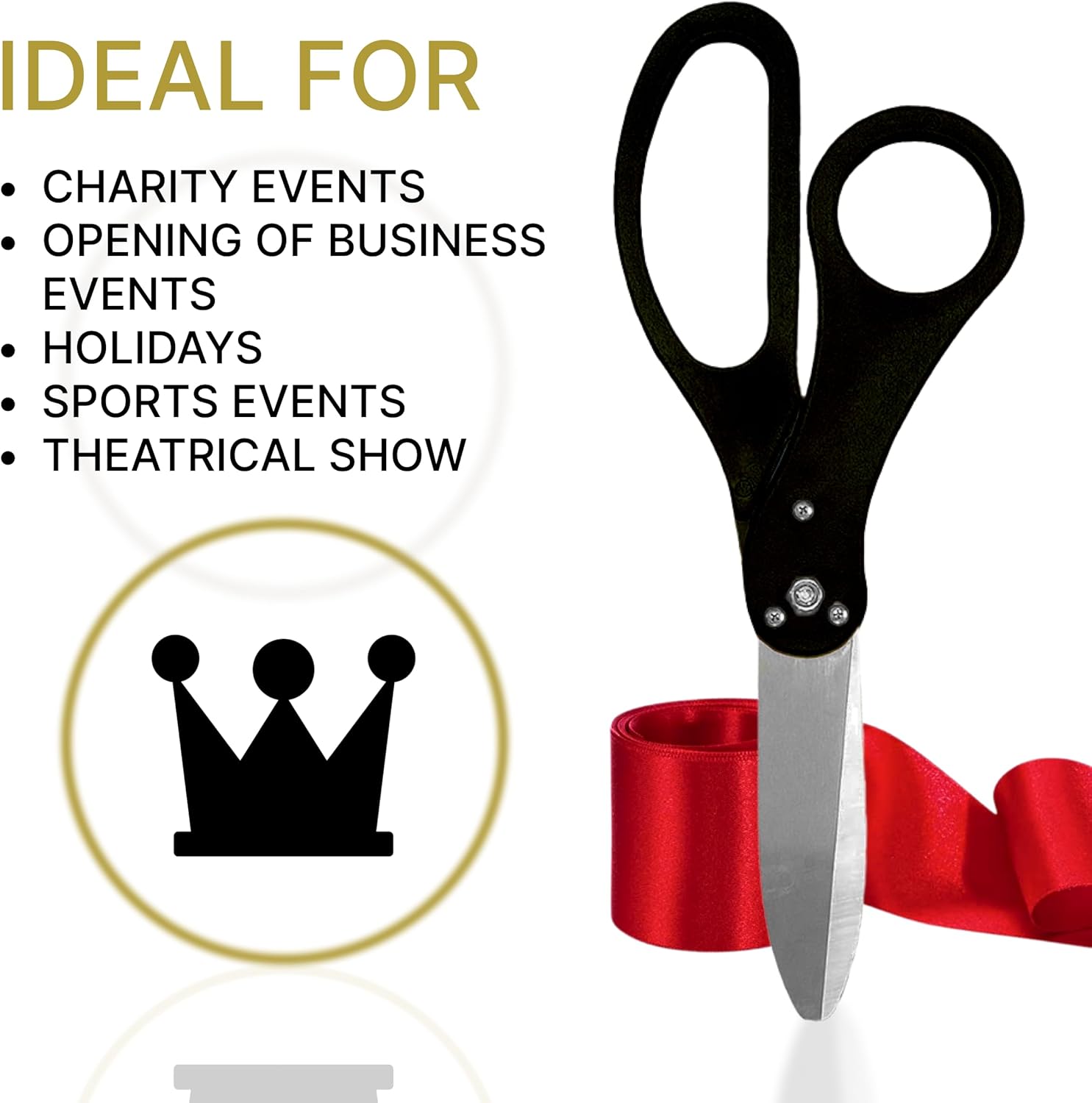 Big Grand Opening Party Supplies - Black Giant 20 Inch Scissors for Ribbon Cutting and Red Satin Ribbon for Special Events Business Openings and Inaugurations