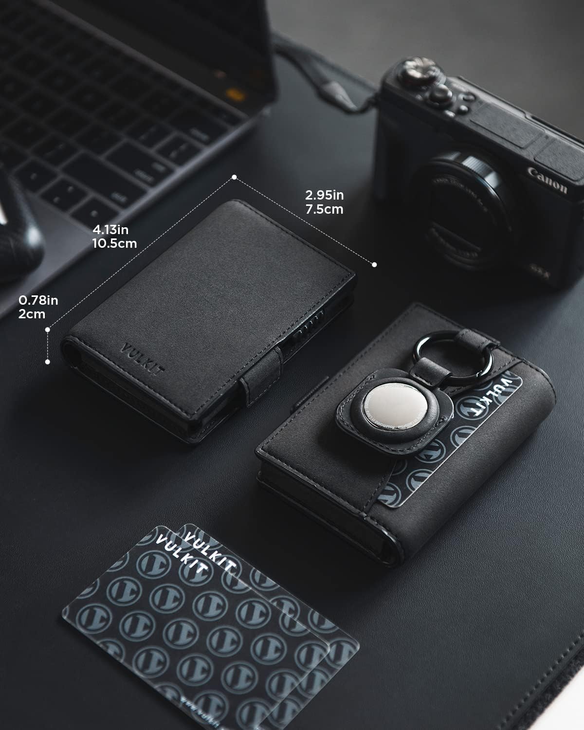 VULKIT Mens Wallet with Key Ring & Airtag Holder Leather Pop Up Card Holder RFID Blocking Keychain Wallet Cash Compartment - Image 6