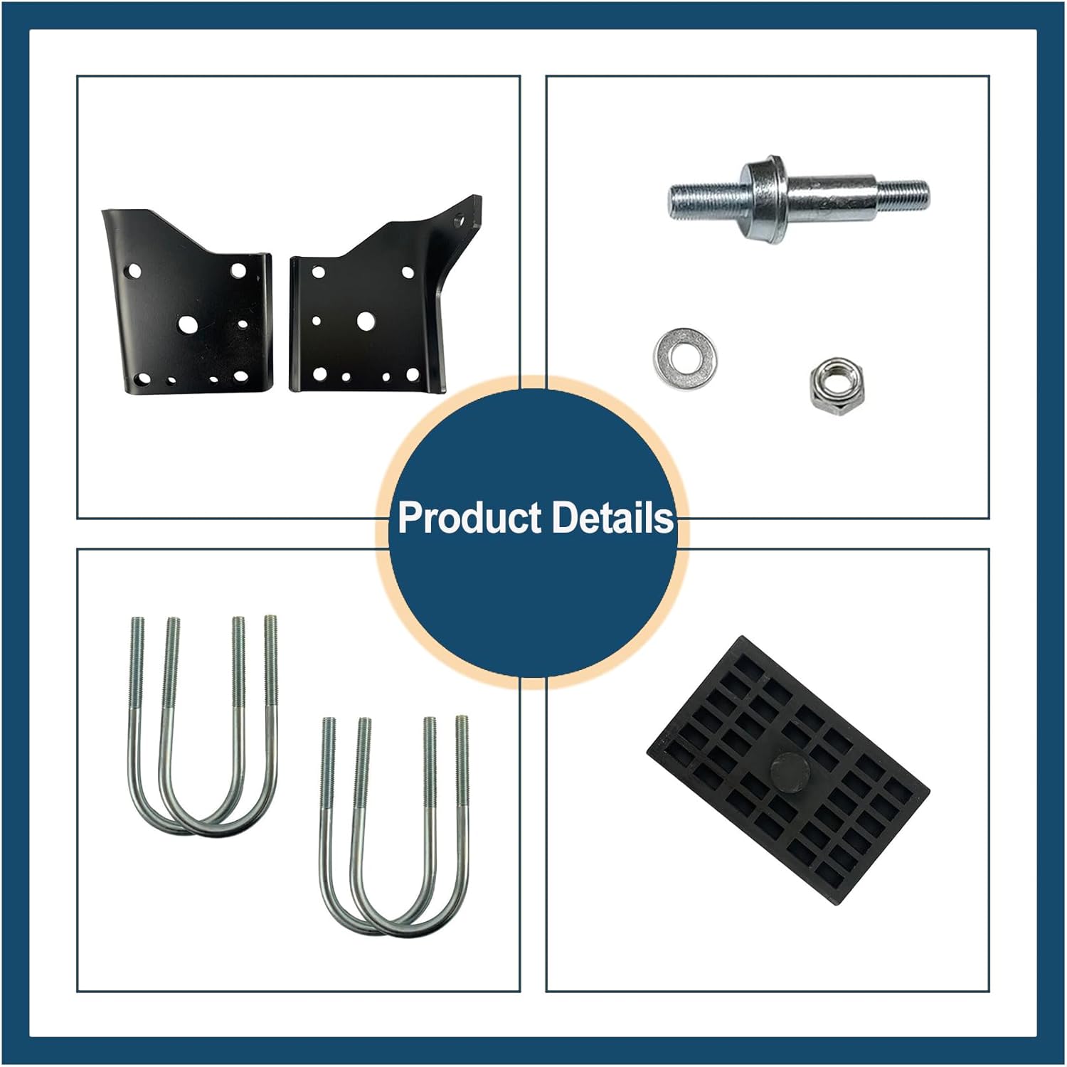 Multi Leaf Shock Plate Kit Spring Pad U-Bolt Nuts Stud Replacement For 1968-1972 Camaro Firebird Nova (12pc)