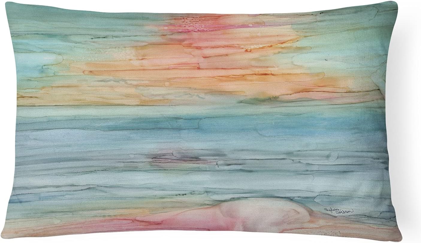 Caroline's Treasures 8979PW1216 Abstract Rainbow Canvas Fabric Decorative Pillow 100% Machine Washable Pillow, Indoor or Outdoor Decorative Throw Pillow for Couch, Bed or Patio
