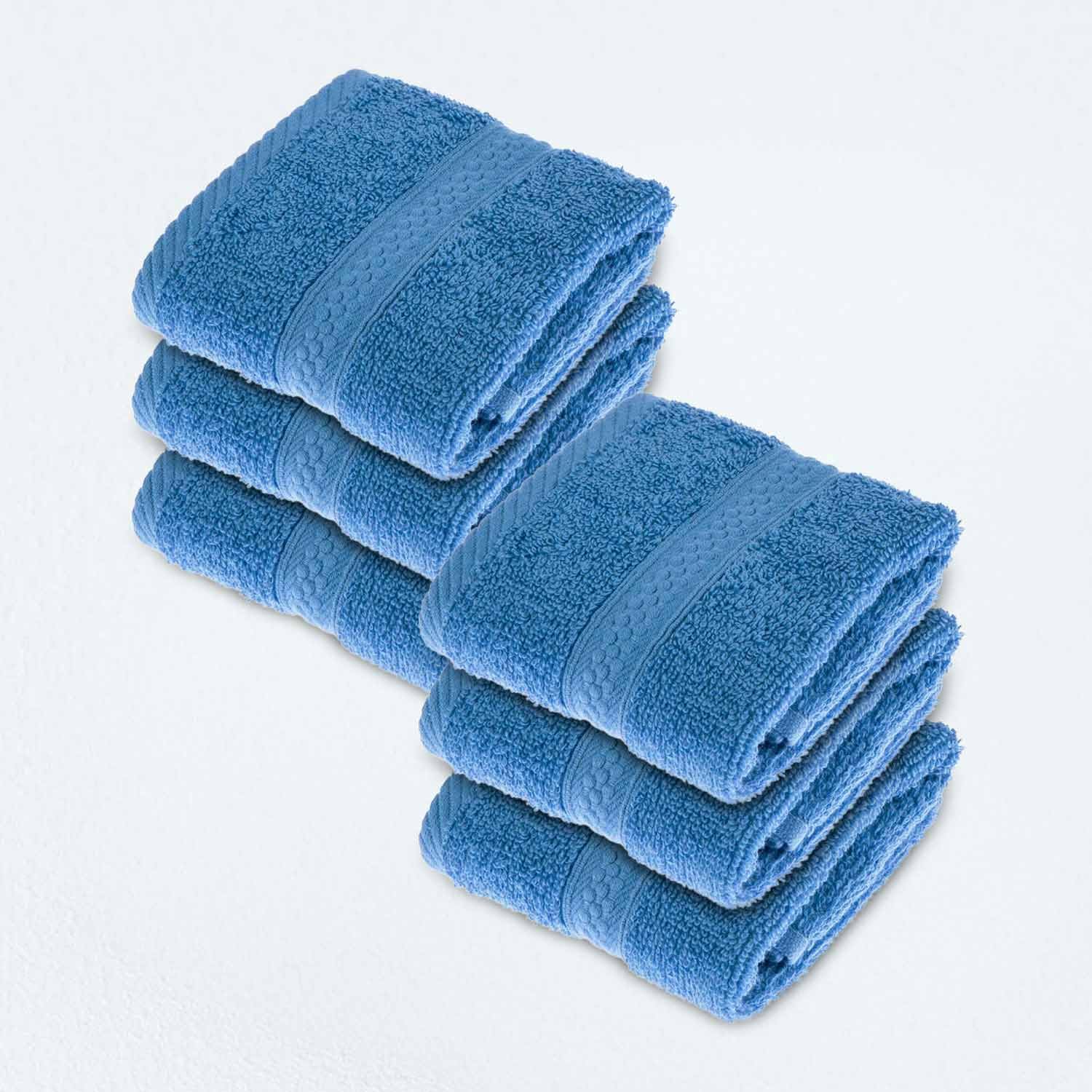 HOMESCAPES Light Blue Turkish Cotton Set of 4 Face Cloths Flannel Super Soft Thick & Absorbent 500 GSM Towel Heavy Weight for everyday Luxury — view 187