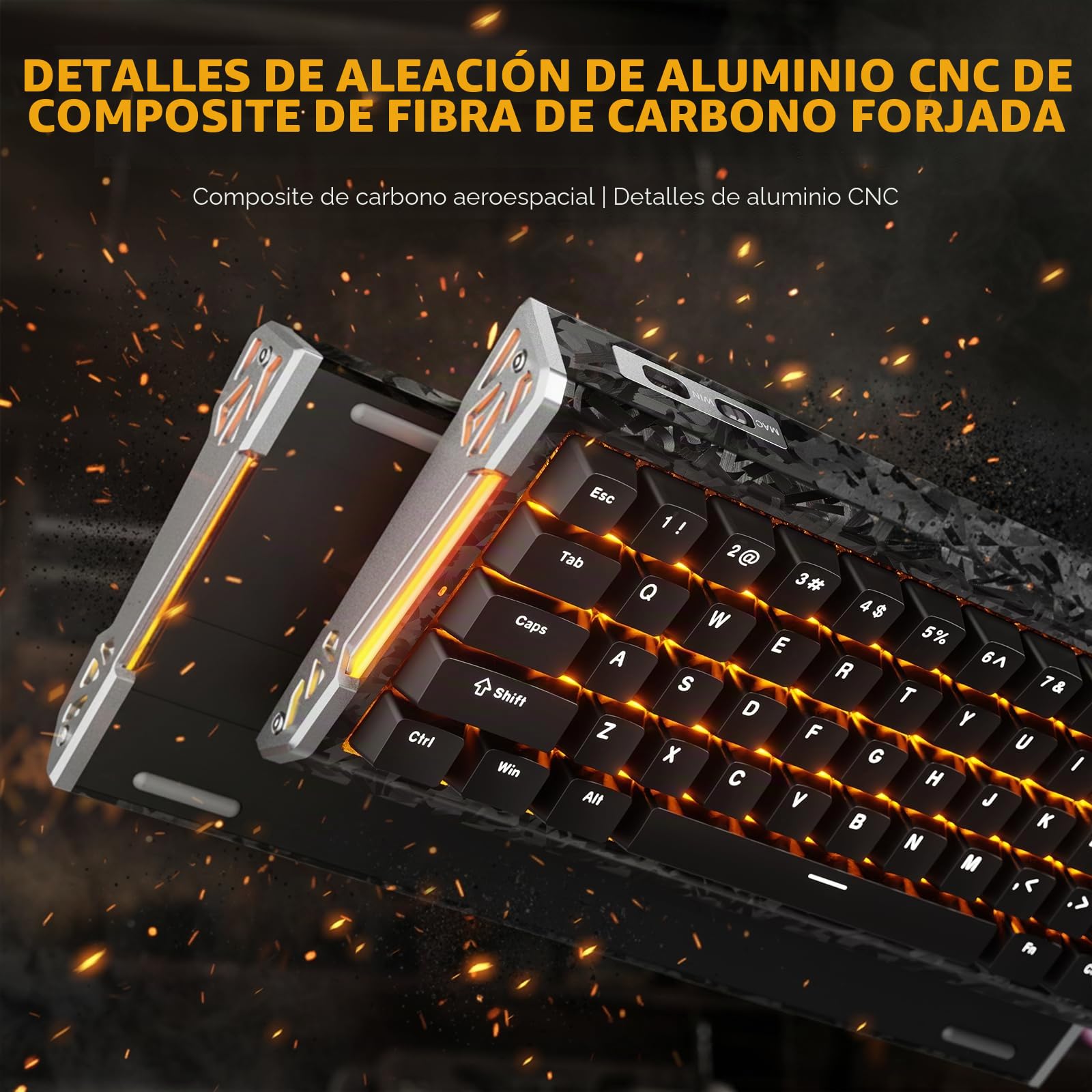 ATTACK SHARK R68 HE Teclado Gaming Magnético 8000Hz, Rapid Trigger 0,005 mm, Fibra de Carbono Forjada y Aluminio CNC, Snap Tap, Efecto Hall, 60% RGB con Cable, US QWERTY, Negro
