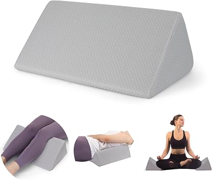 Small Wedge Pillow, Wedge Pillow for Sleeping, Foam Wedge for Yoga, Laptop, Memory Foam Positioning, Bed Foam Pillow for Support, Relieve Fatigue Grey-M