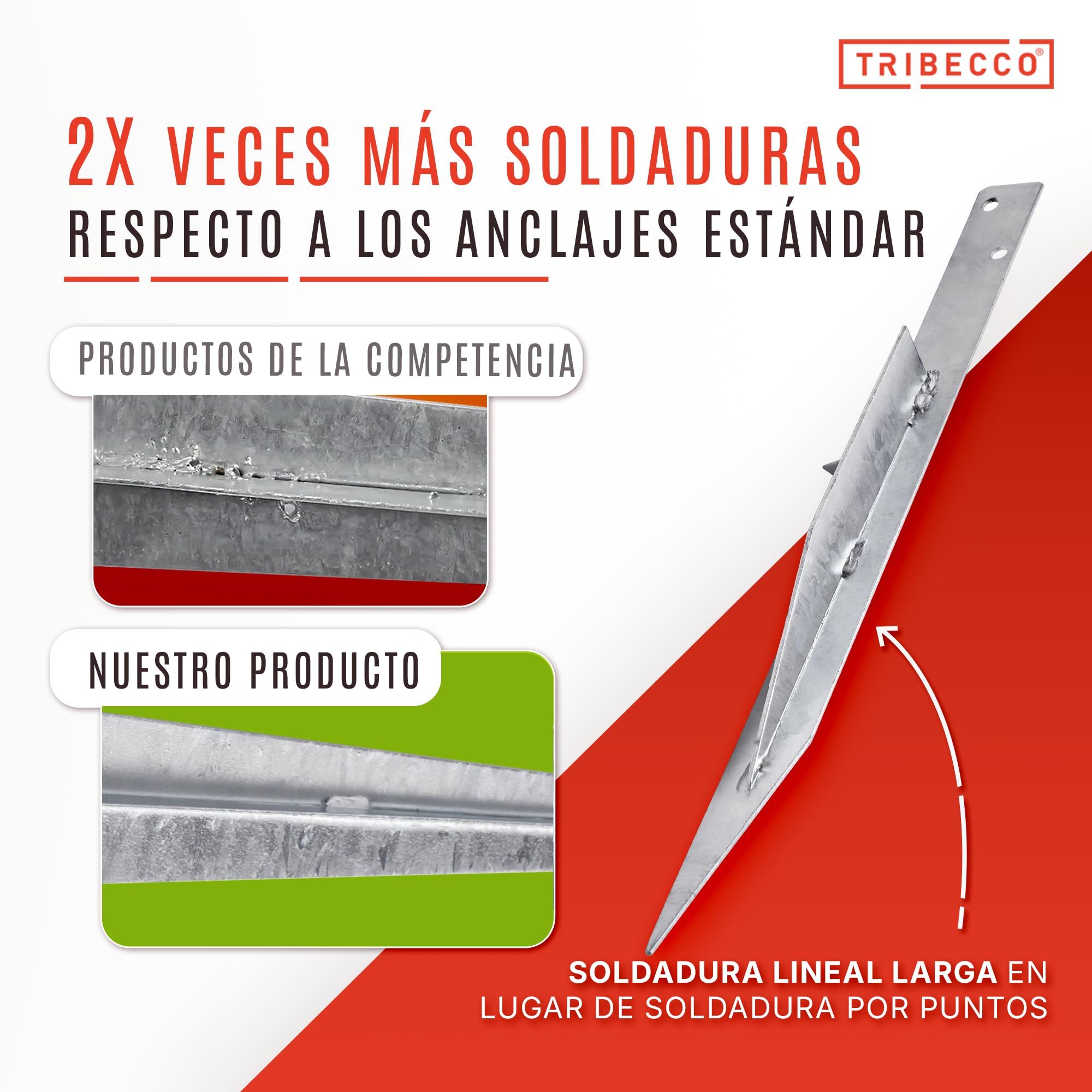TRIBECCO Juego de 4 anclajes para suelo, 437 mm, galvanizados en caliente, anclajes estables para clavar, para torre de juegos, columpios, casas de juegos y construcciones de jardín