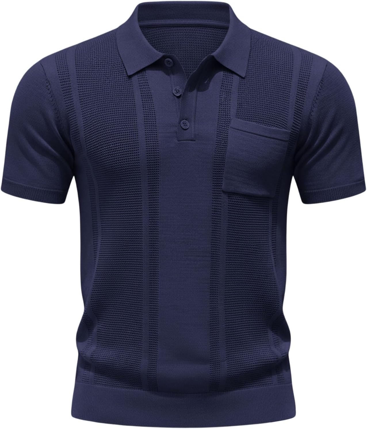 Men’s Textured Knit Shirt Short Sleeve Classic Fit Breathable Tops Lightweight Casual Summer Business Golf Top
