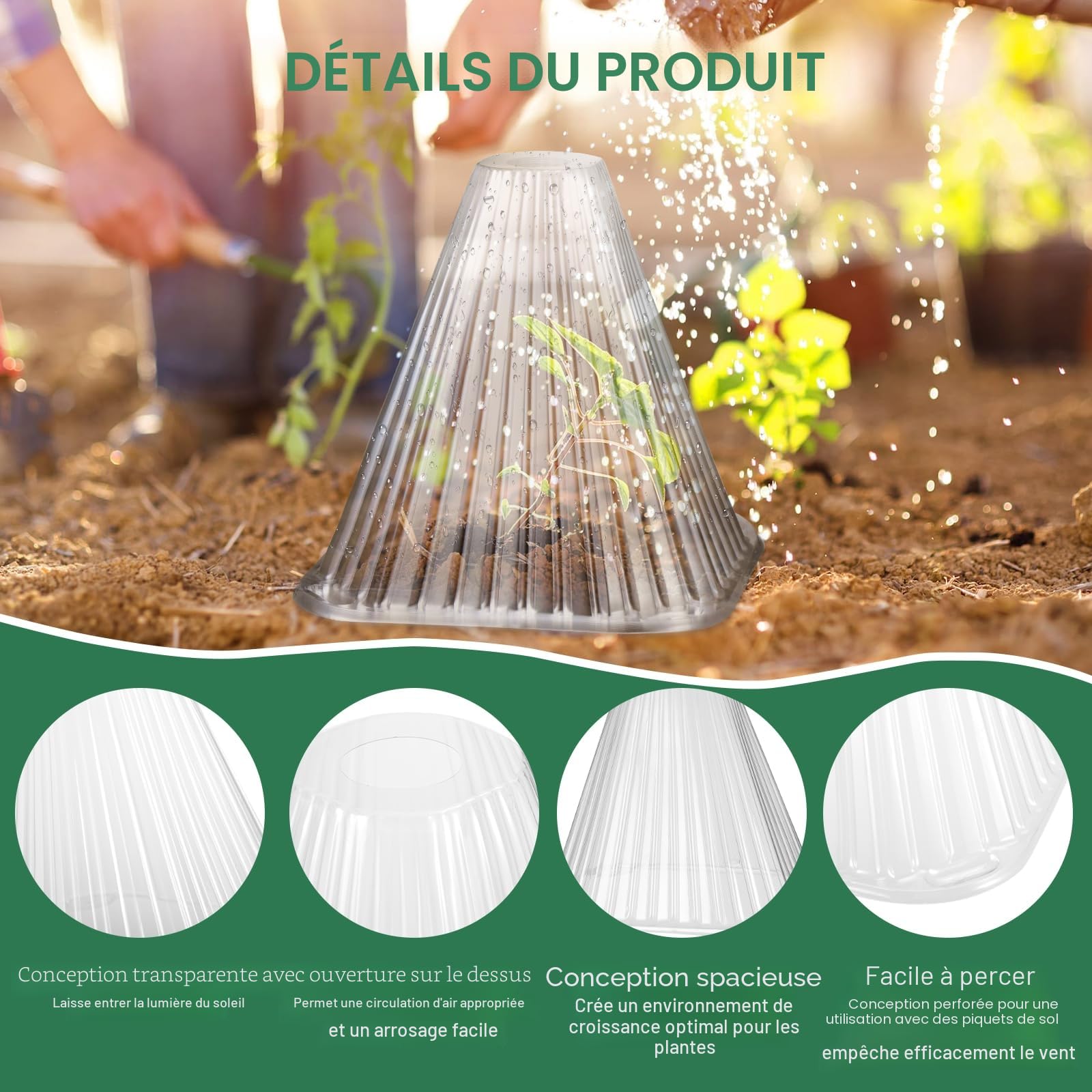 Cloches pour Plantes de Jardin 20PCS, Cloche Réutilisable Protection Plantes en Plastique