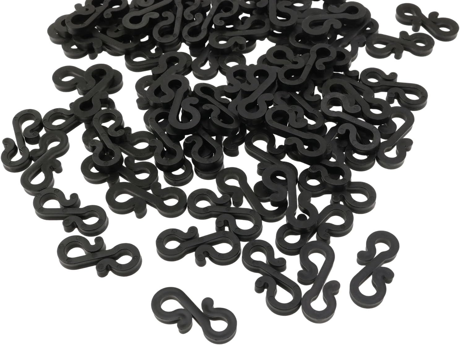200PCS 36x18mm S Shaped Two Way Christmas Light Hooks ABS Plastic Holiday Decoration Light Clip Accessories for Hanging Garlands and Eave Decorations Black