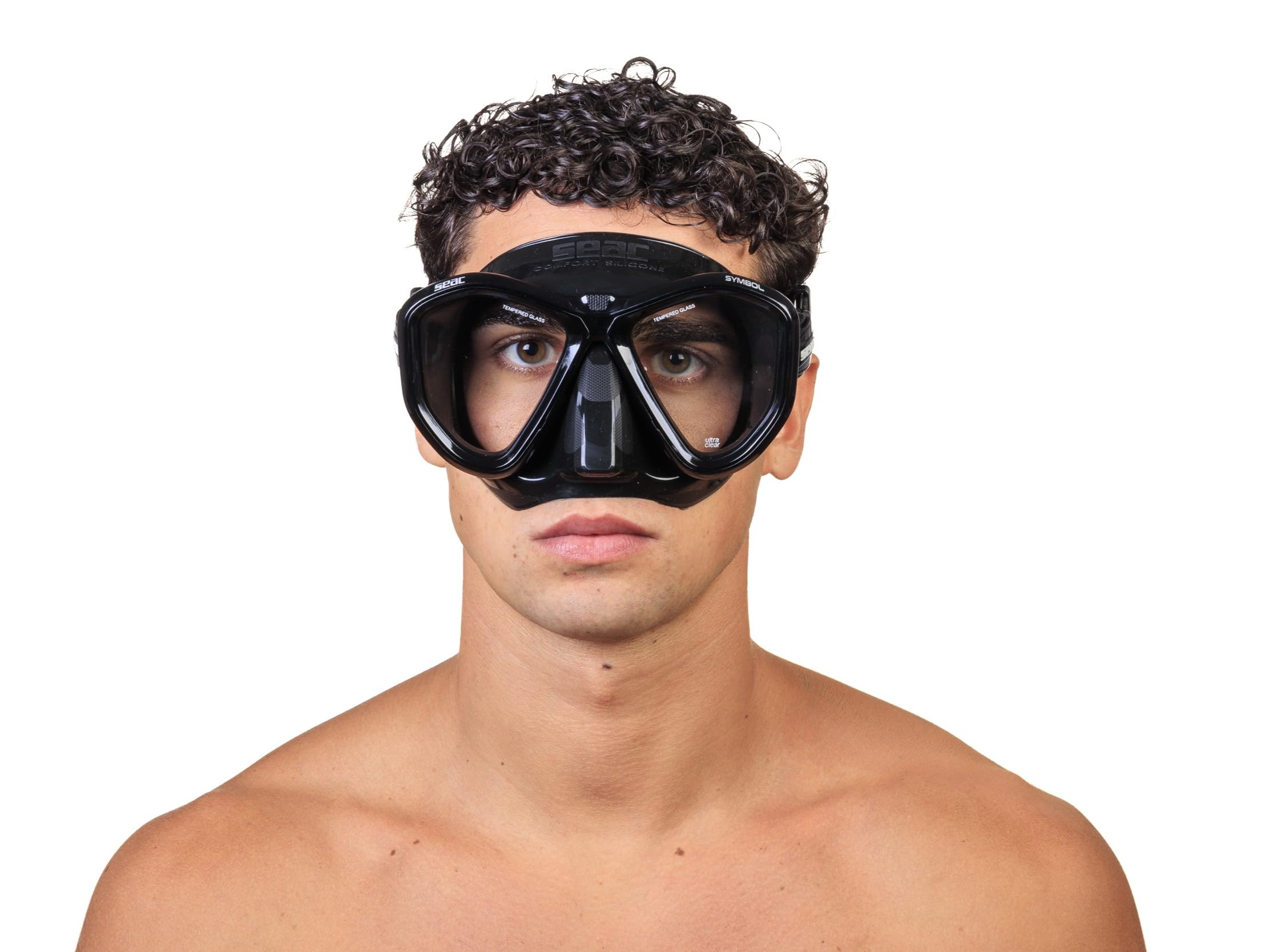 Seac Symbol, Masque de plongée Made in Italy à lentilles symétriques avec Boucle 3D Directement sur Le Visage, Noir, Standard