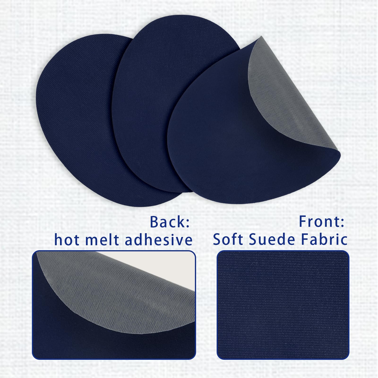 10 parches de codo, parches de tela de gamuza azul marino para planchar para ropa, jeans, chaquetas, suéteres, camisas, parches de pantalones para agujeros, parches de reparación de tela para hombres,