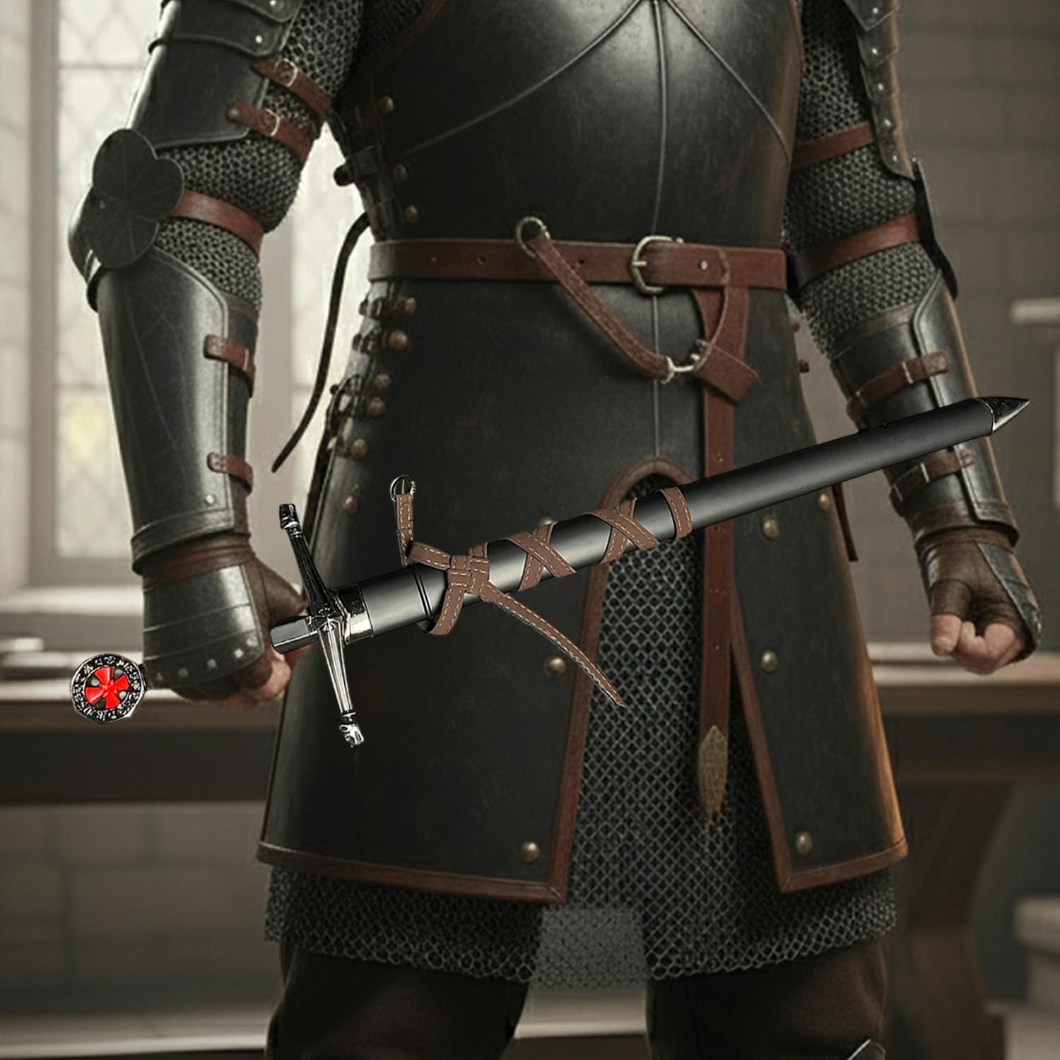 Prince Sword with Sheath,Crusader Knight Templar Short Sword - Historical Reproduction, Cast Metal Handle