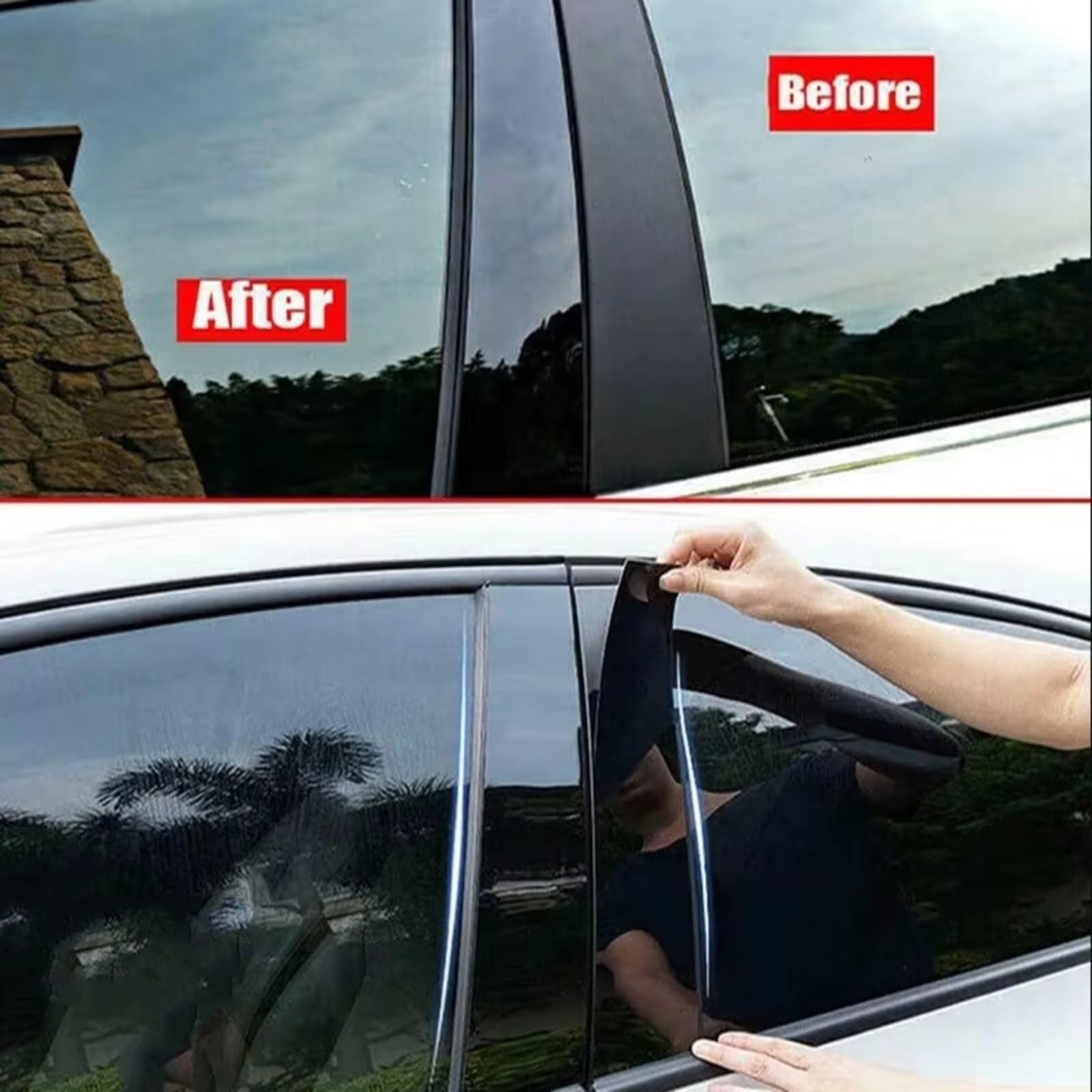 Naklejki na kolumny drzwi Acura TSX (2009-2014), 6 sztuk, błyszczące, czarne, do dekoracji drzwi i okien samochodowych