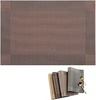 Jogo Americano Premium Kit 6 Peças Retangular 30x45cm – Sousplat Lavável, Resistente, Mesa Posta Elegante para Almoço, Jantar e Café (Marrom escuro)