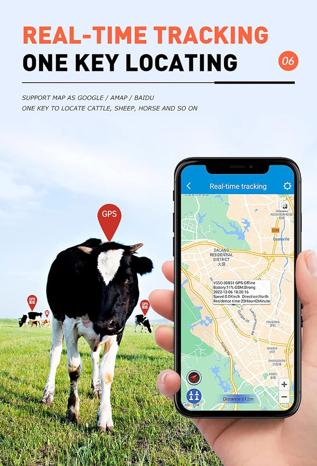 4G Animal Tracker, mini solarny lokalizator GPS o pojemności baterii 30000 mAh, pozycjonowanie w czasie rzeczywistym, funkcja wirtualnego ogrodzenia i trajektorii historycznej, dla bydła/owiec/konia