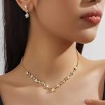 Ensembles de Mariage pour Femmes Bracelet en Strass Argent Collier et Boucles d'oreille Sets pour Femmes Bijoux de mariée Set pour Mariage Prom Jewelry Sets