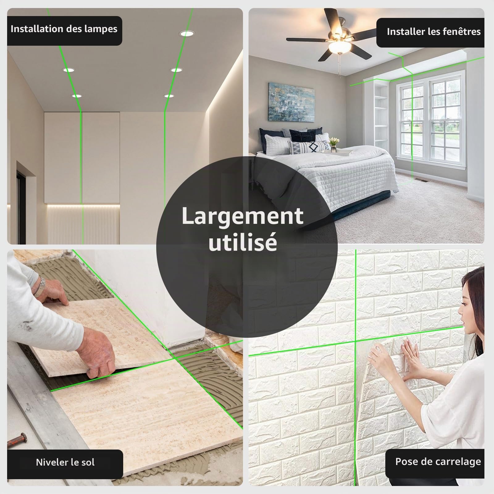 Huepar BOX-1G Niveau Laser Croix Vert, Commutable Ligne Laser Auto-nivellement avec Mode Pulsé Extérieur, H130°/ V150°Angle de couverture, Distance de Travail 25m, Base Magnétique Incluse