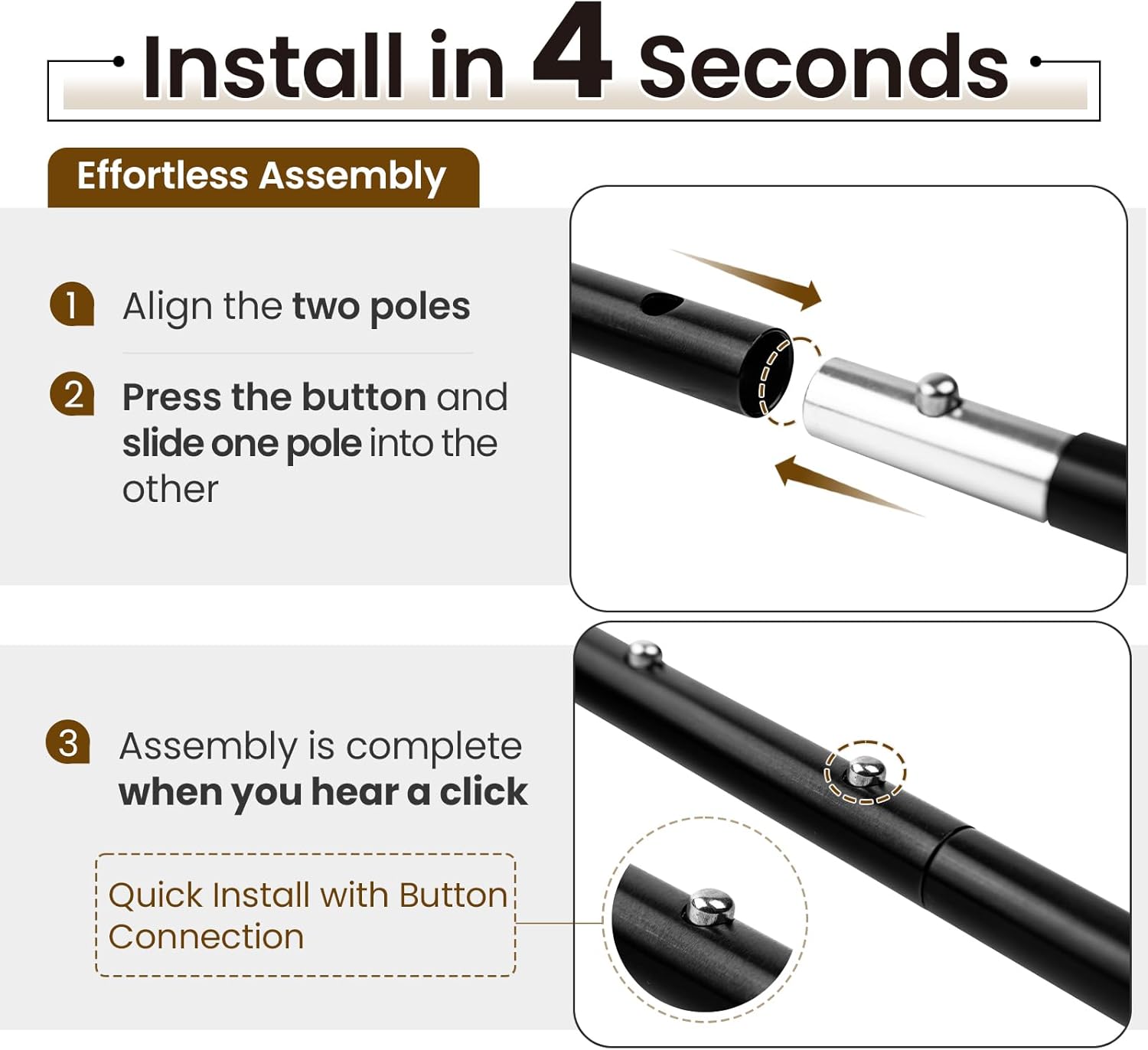 ONETIGRIS Upgraded Tent Poles – Set of 2 Adjustable Telescoping Tarp Poles, Aluminum Replacement Poles for Tent, Tarp, Canopy, Awning, Shelter, Heavy Duty Aluminum Alloy Camping Poles