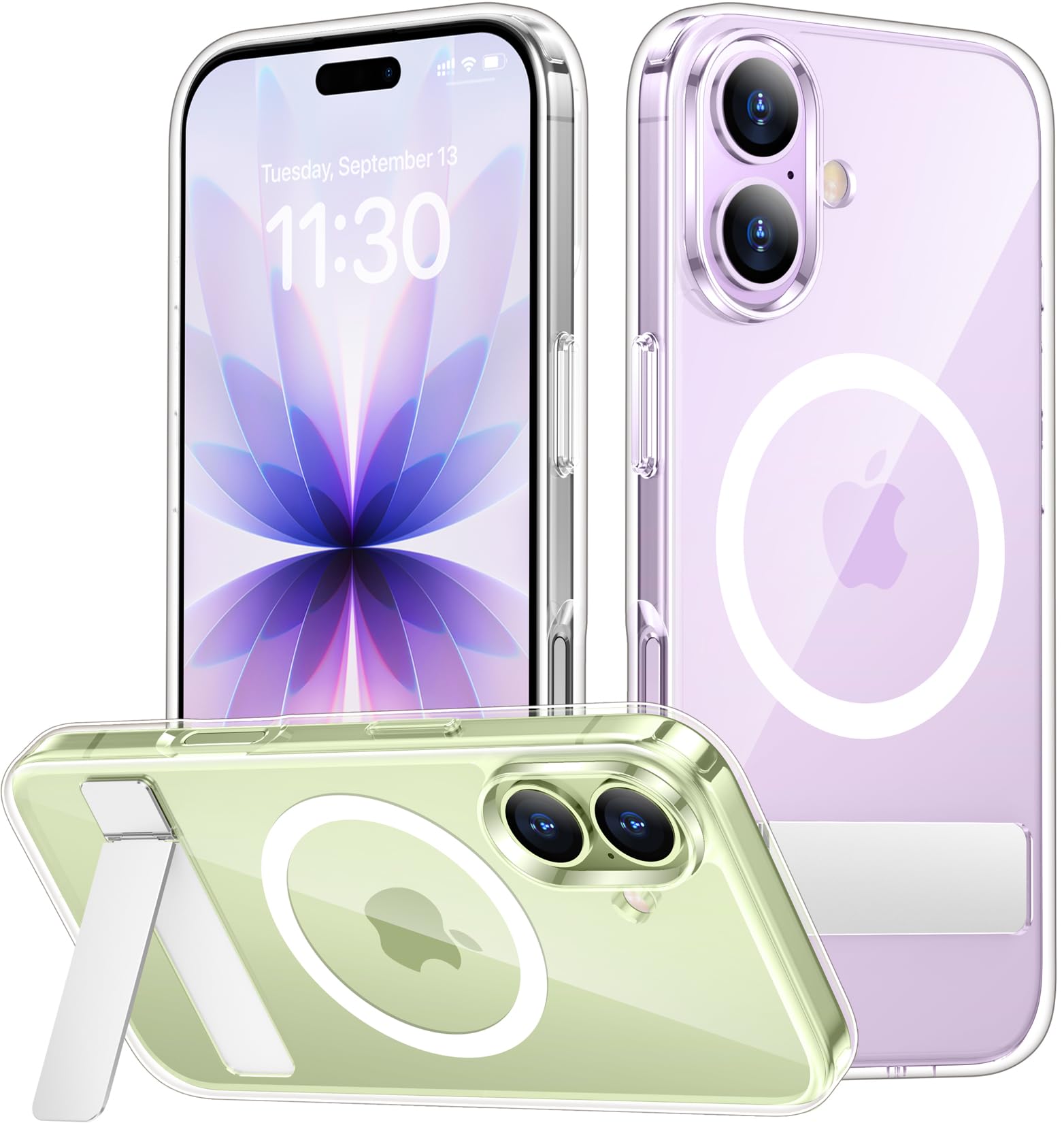 SPIDERCASE for iPhone 17 Case, Built-in Stand, Clear Clear Iphone 17