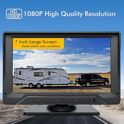 Miniatura 5 de Cámara de respaldo RV Plug and Play, cámara de respaldo de 7 pulgadas para remolque de camión, sin demora, 1080P HD, 2 canales, gran angular de 150,