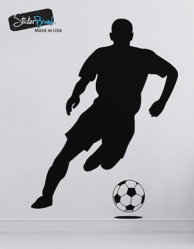 Miniatura 2 de Calcomanía de pared de jugador de fútbol. Vinilo de fútbol americano. Vinilo de tamaño real para jugador de fútbol de fútbol, color negro. 66