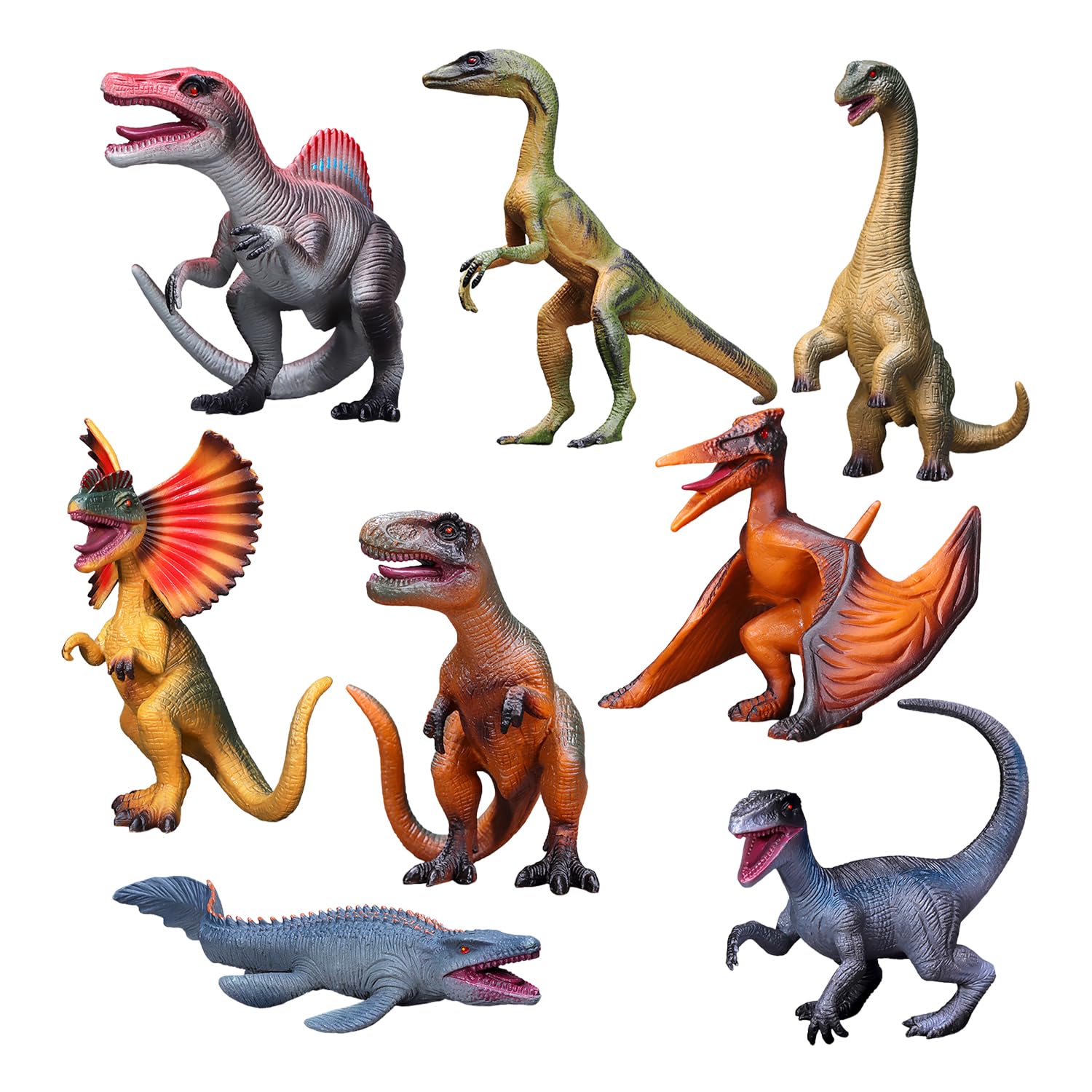 Wufgwbd Boys Multicolor 8-Piece Dinosaur Model Toys, Jurassic Dinosaur Set, Simulated Dinosaur Toys, Desktop Ornaments, Novelty Gifts For