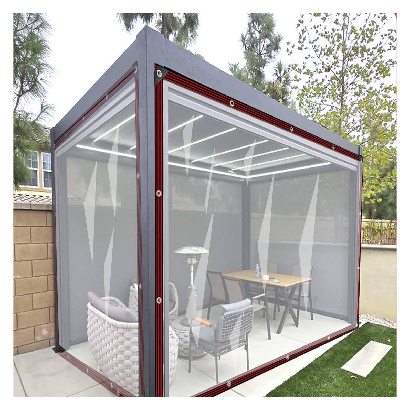 GJZQDKX Waterproof Clear Tarpaulin with EyeletsHeavy Duty Side Curtains for Gazebo rgola Porch & CabanaIndoor/Outdoor Cover (2x5m / 6.56x16.4ft)