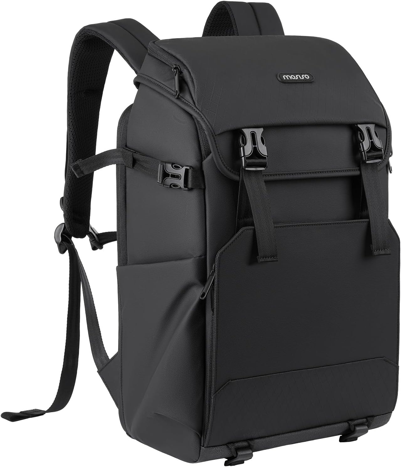 MOSISO Camera Backpack, DSLR/SLR/Mirrorless Camera Bag with Top Flap Pocket, Photography Backpack with 15-16 inch Laptop Compartment&Tripod Holder&Rain Cover Compatible with Canon/Nikon/Sony, Black