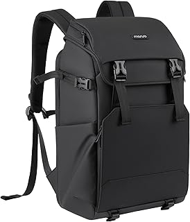 MOSISO Camera Backpack, DSLR/SLR/Mirrorless Camera Bag with Top Flap Pocket, Photography Backpack with 15-16 inch Laptop Compartment&Tripod Holder&Rain Cover Compatible with Canon/Nikon/Sony, Black