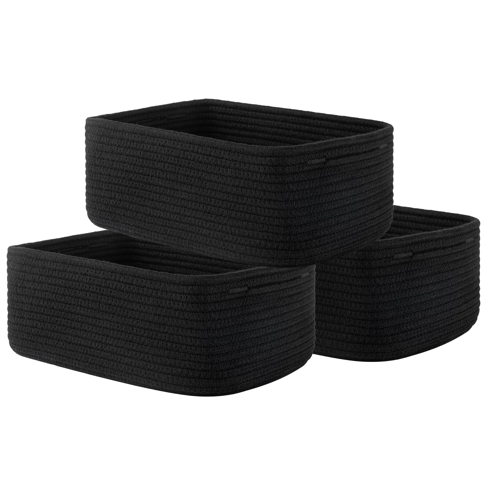 Small Woven Basket, 13.5 x 9.5 x 5 Inches, Storage Basket for Organizing, Cute Small Rope Shelf Closet Cube Storage Bins Baskets for Shelves, Dog Toy