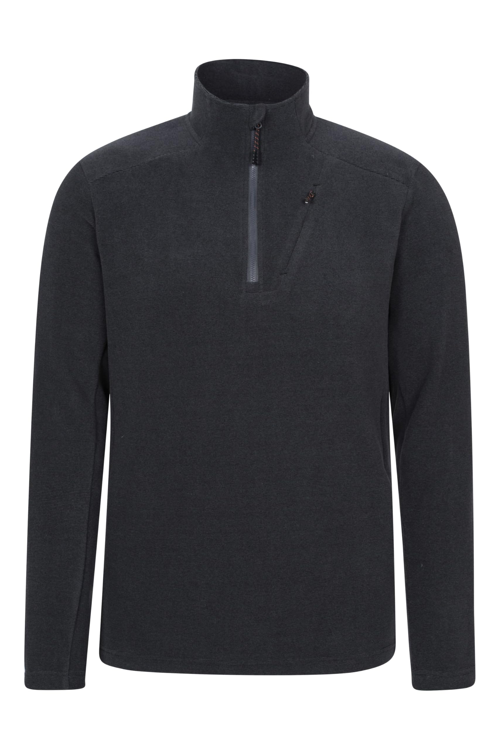 Mountain Warehouse Men's Black Ridge Half-Zip Fleece Jacket - Lightweight, Zipped Pockets, Warm & Cosy, Sweatshirt Top- For Spring Summer, Outdoors, Travelling & Hiking Small