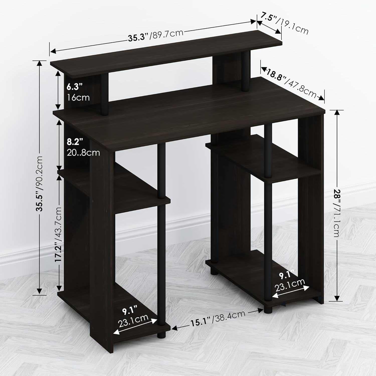 Furinno Turn-N-Tube 3-Tier Toolless Multipurpose Printer Stand Display Storage Shelf