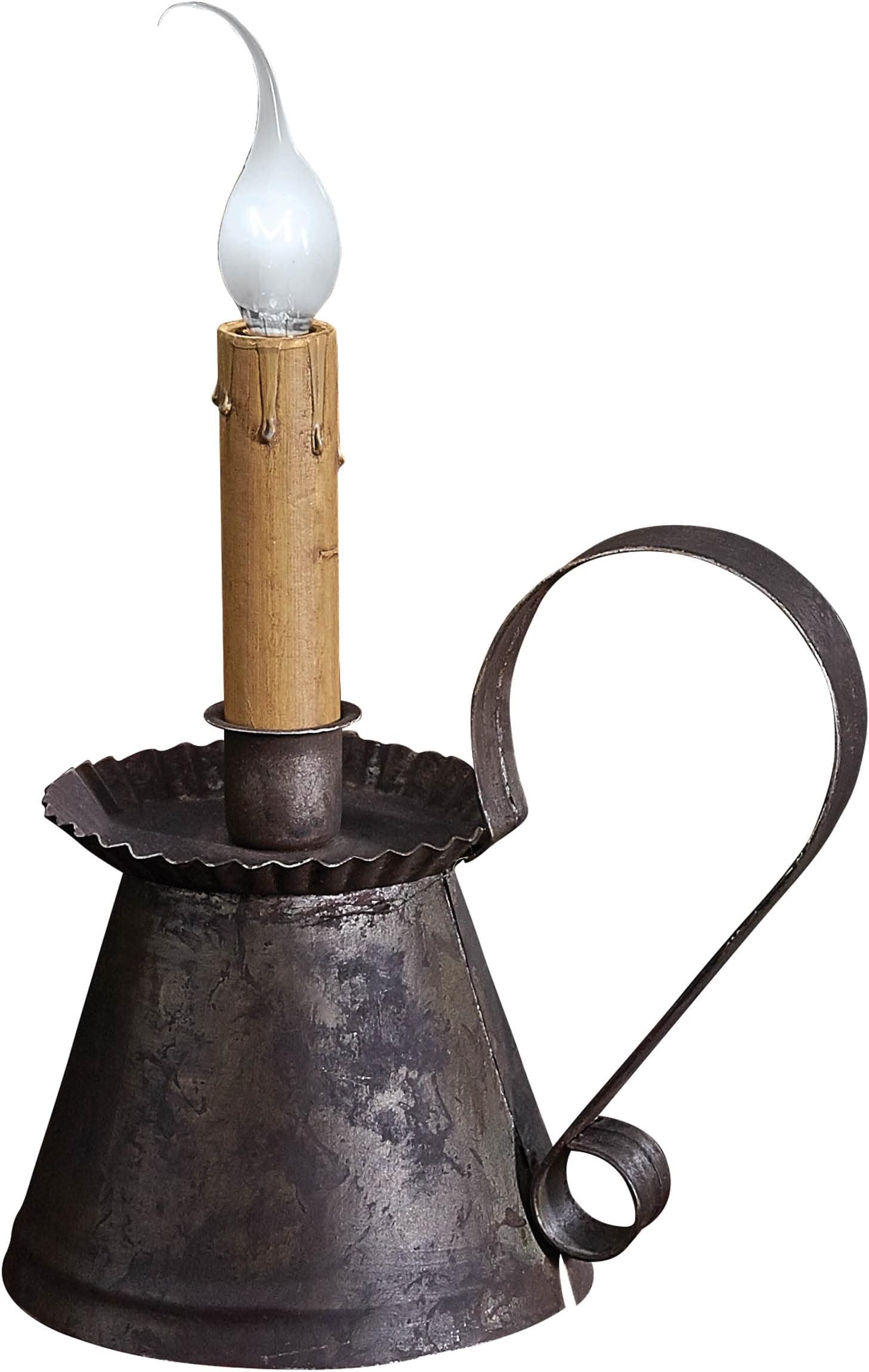 Double Candle Desk Lamp in Rustic Brown Floor Lamps