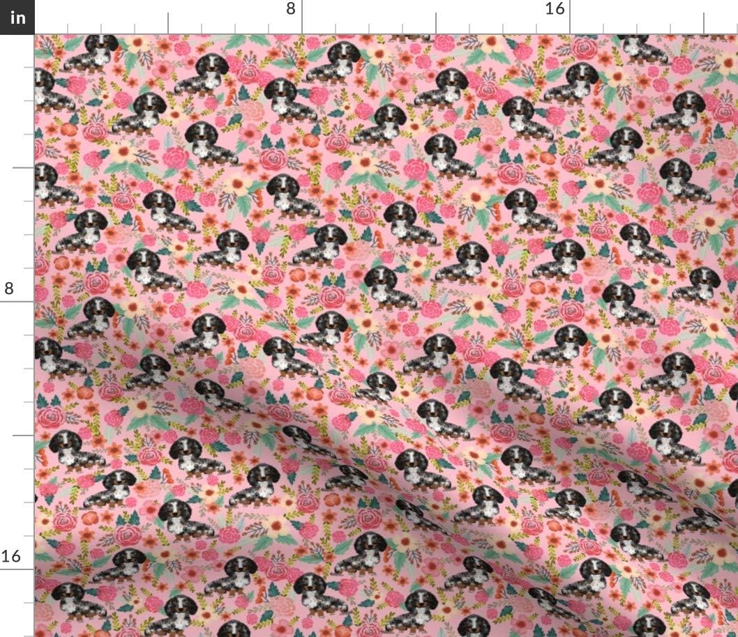 Spoonflower Fabric - Dachshund Florals Floral Dog Dogs Printed on Petal Signature Cotton Fabric by The Yard - Sewing Quilting Apparel Crafts Decor