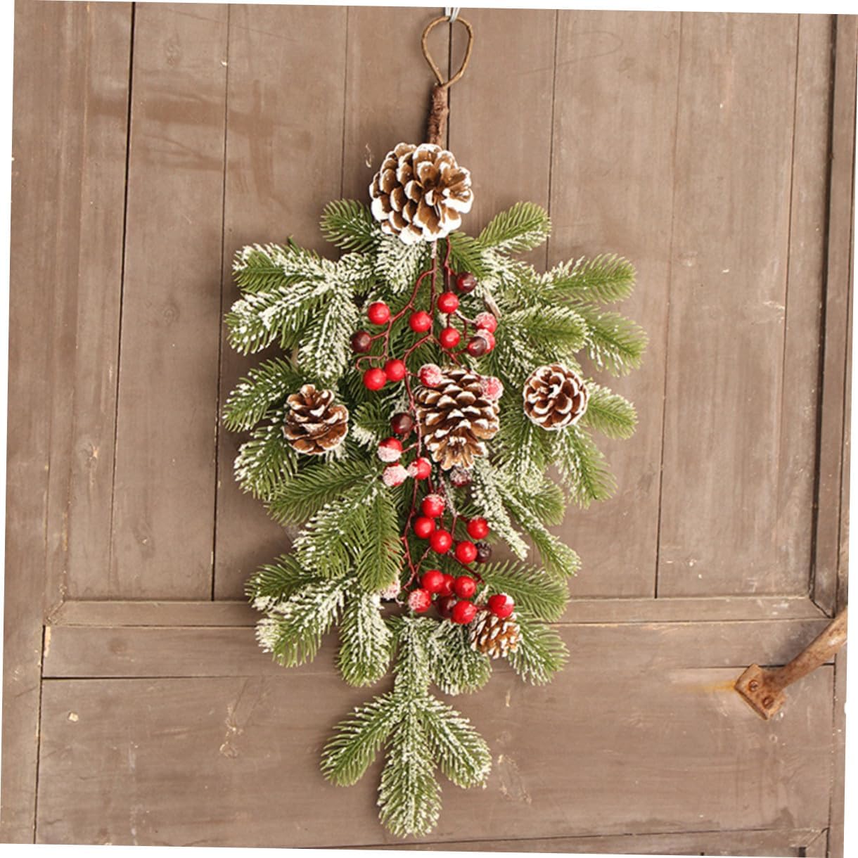 DECHOUS Xmas Christmas Door Hanging Swag with Pine Cone Rattan Green