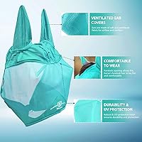 Vista 2 de Harrison Howard Máscara de mosca de caballo, media cara con orejas, color menta, talla pequeña