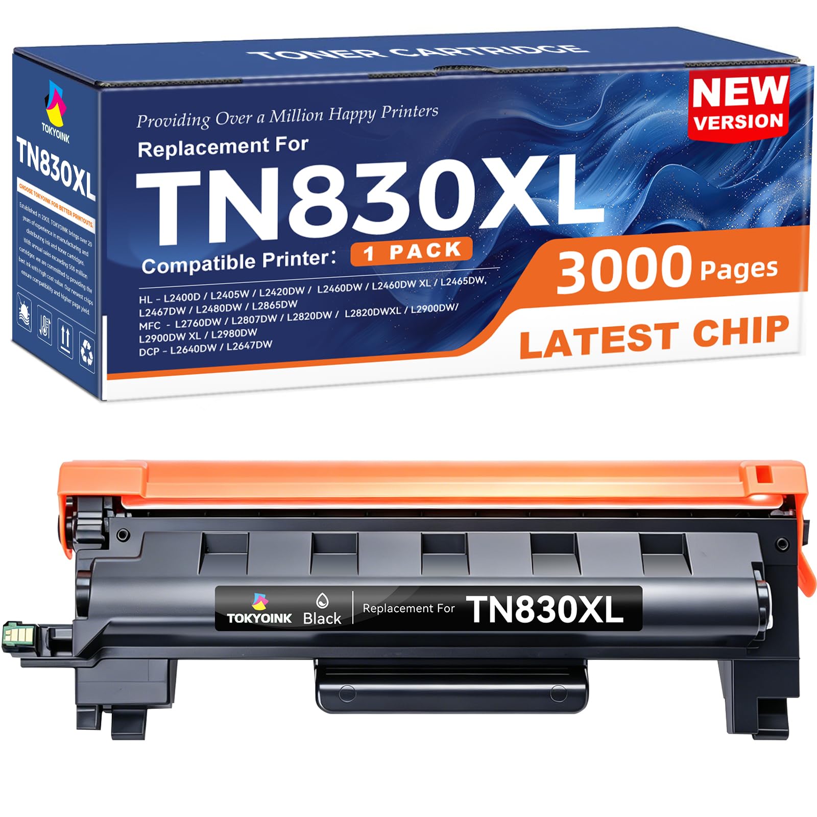 Photo 1 of ***DAMAGED*** TOKYOINK TN830XL Toner TN830 Cartridges Replacement for Brother TN830 830XL Toner Compatible with DCP-L2640DW MFC-L2820DW HL-L2400D HL-L2460DW HL-L2405W HL-L2465DW HL-L2480DW Printer (1 Pack)