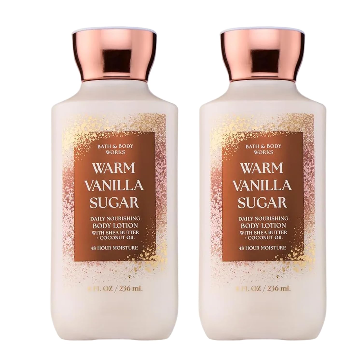 Bath & Body Works Warm Vanilla Sugar Body Lotion, Lightweight Daily Moisturizer with Shea Butter & Coconut Oil, Sparkling Sugar and Sweet Vanilla Scent, 8 fl oz - 2 Pack