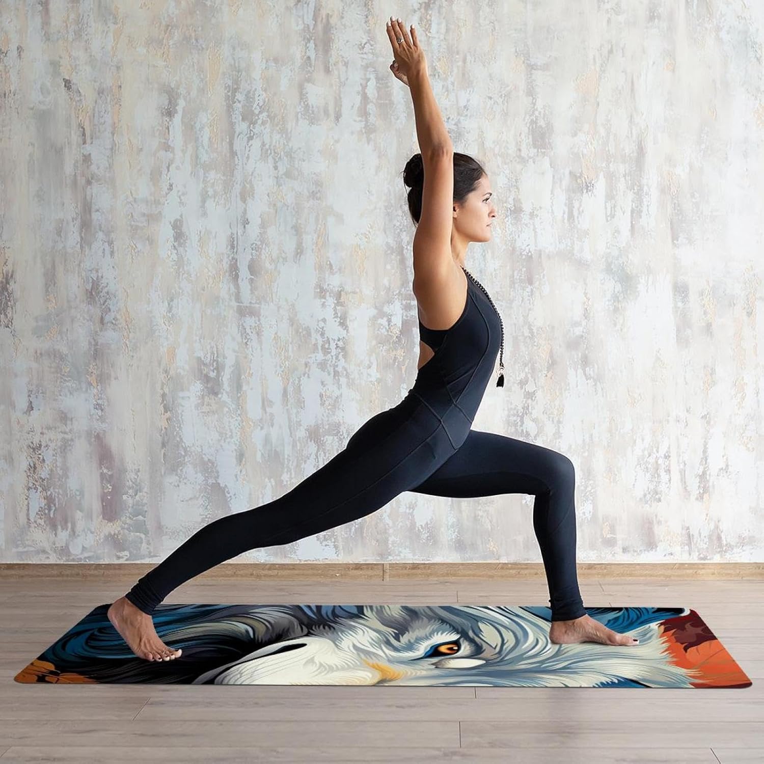 Yoga Towel, Wolf Animal Print Non Slip Sweat Absorbent Hot Yoga Mat Towel for Hot Yoga, Pilates and Fitness - 72.8" x 26.8"