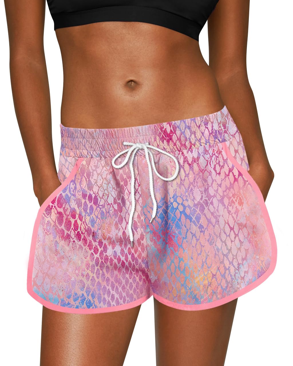 For G and PL Women Summer Floral Beach Boardshorts with Pockets Swim Trunks