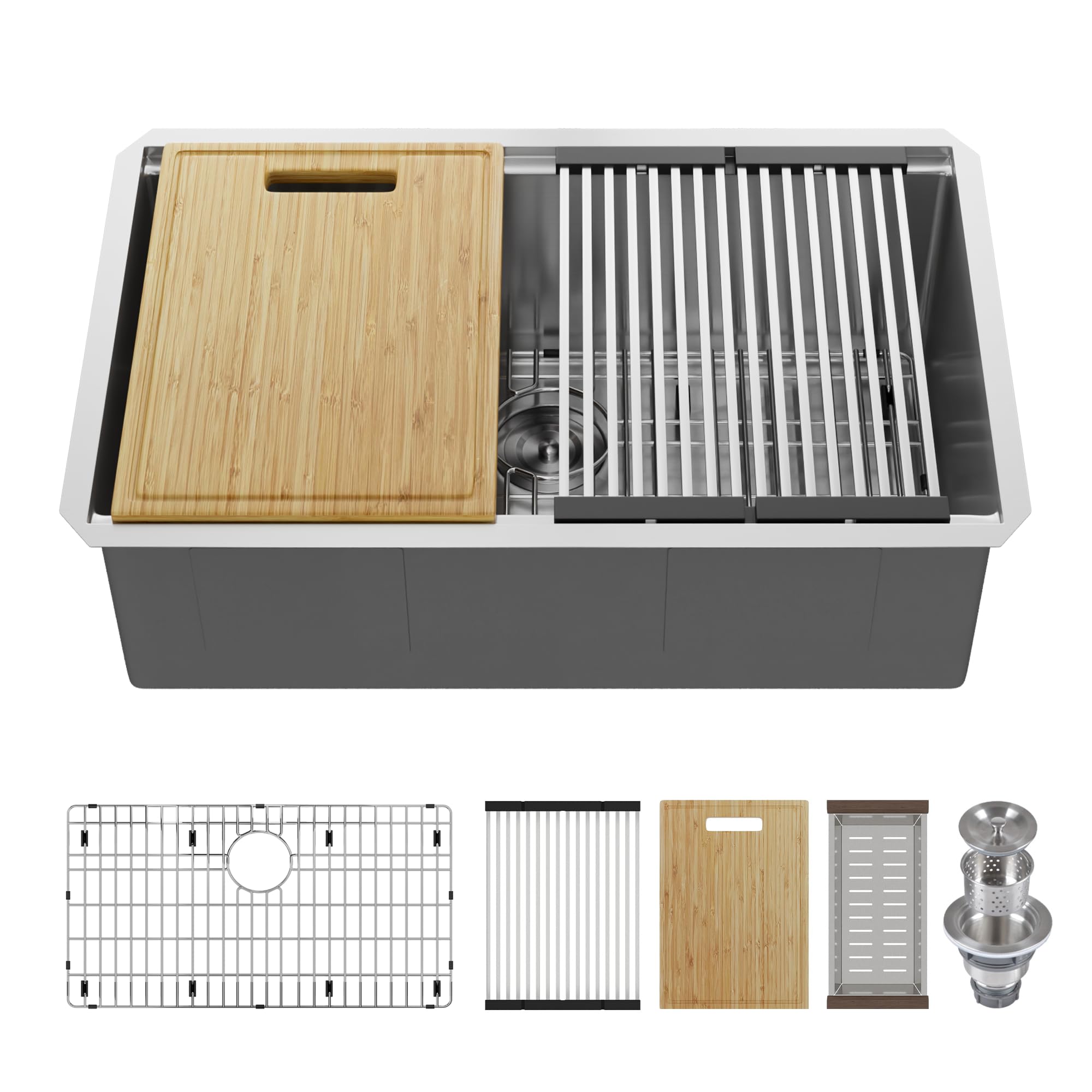 Évier de cuisine 76 cm en acier inoxydable DeerValley pour simplifier vos repas de famille