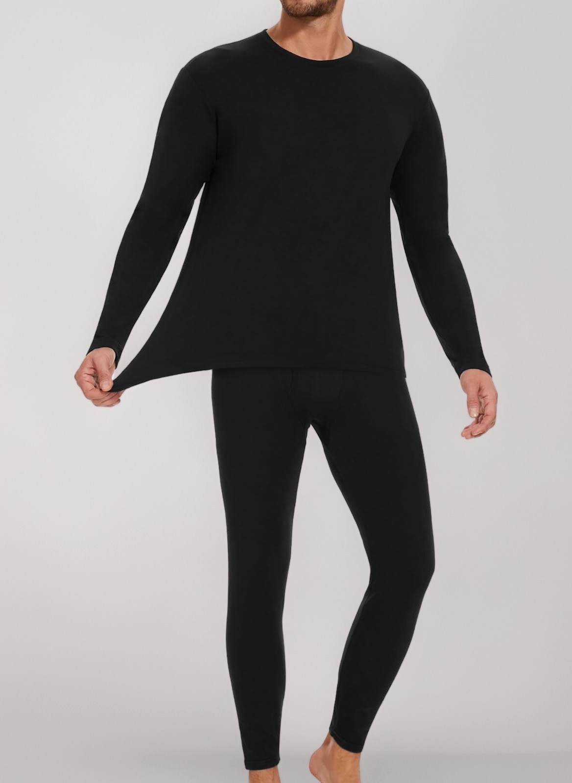 Thermal Underwear Mens Set Top Bottom Long Johns Warm Base layer Fleece Lined Set Vests Leegings Trousers for Cold Winter Wear and Skiing Running Workout